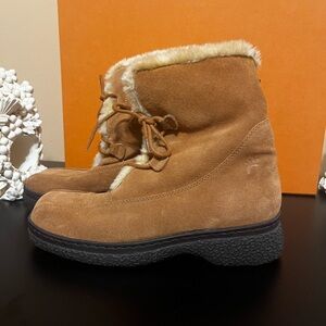 Bare Traps WHITNEY Desert Suede Leather Faux Fur Lined Winter Boots - Sz 7.5